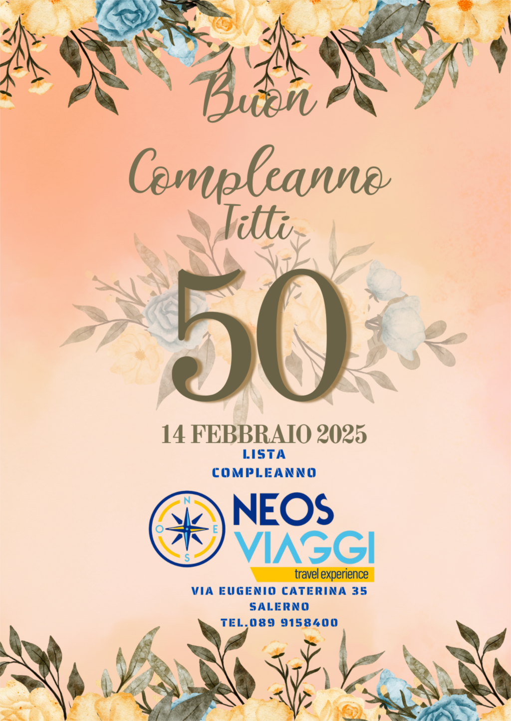 COMPLEANNO<br>Lista 50 Compleanno Titti 14 febbraio 25