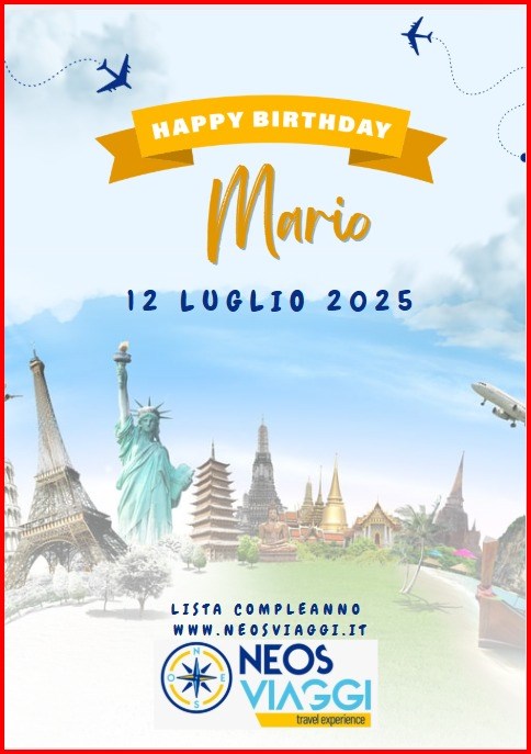 COMPLEANNO<br>LISTA COMPLEANNO MARIO 12 LUGLIO 2025