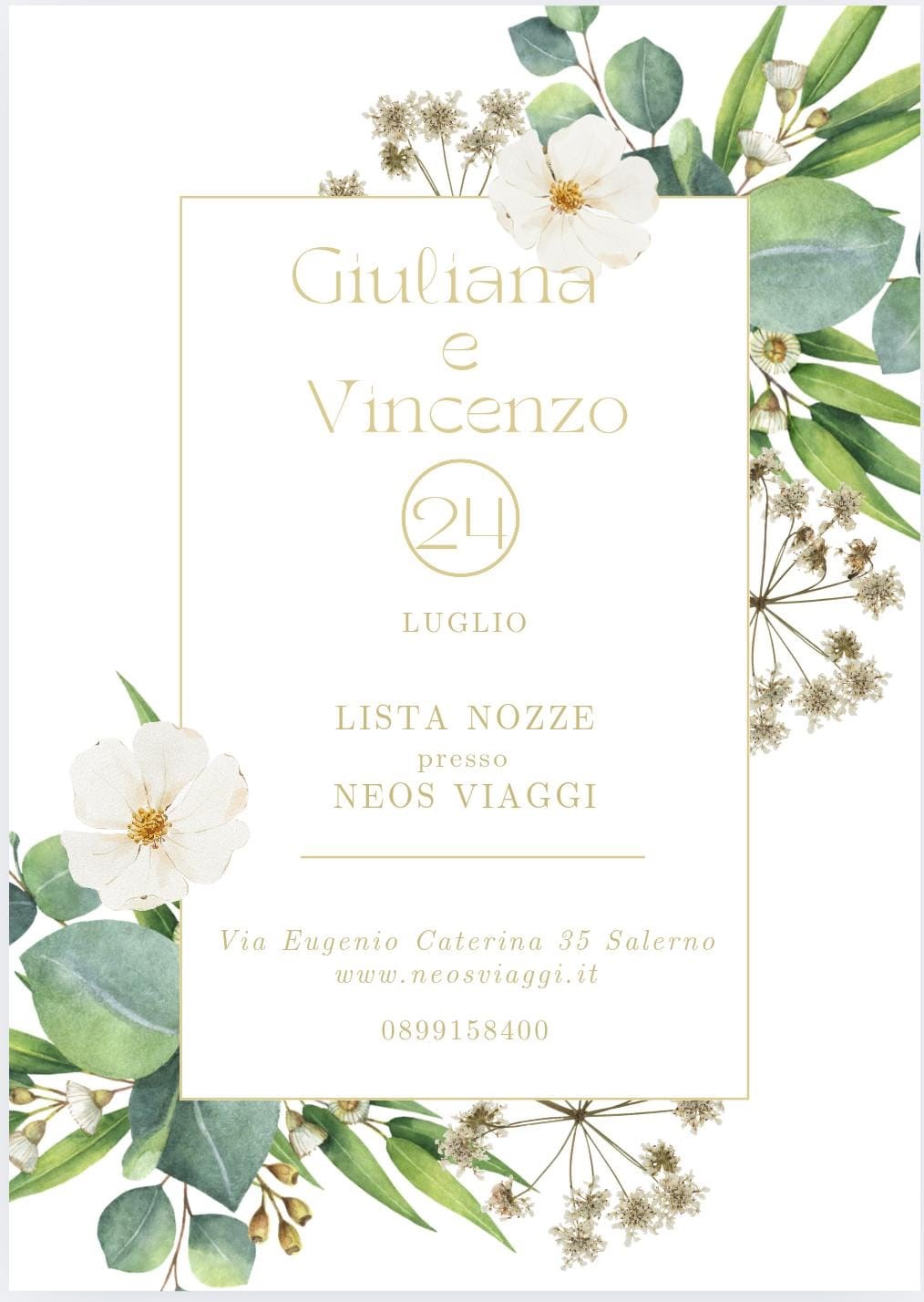 LISTA NOZZE<br>GIULIANA & VINCENZO SPOSI 24 LUGLIO 25