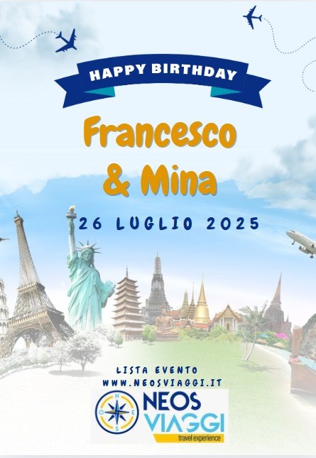 COMPLEANNO<br>LISTA FRANCESCO & MINA 26 LUGLIO 25