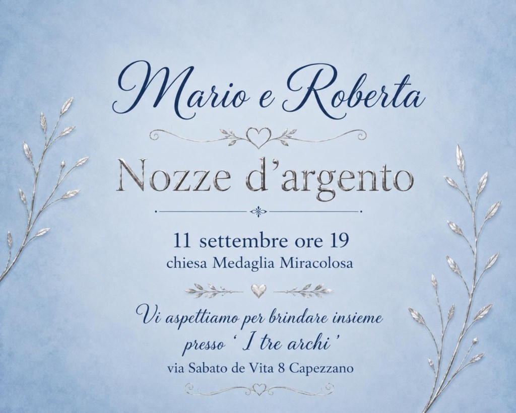 NOZZE D`ARGENTO<br>25� ANNIVERSARIO DI MATRIMONIO - ROBERTA e MARIO